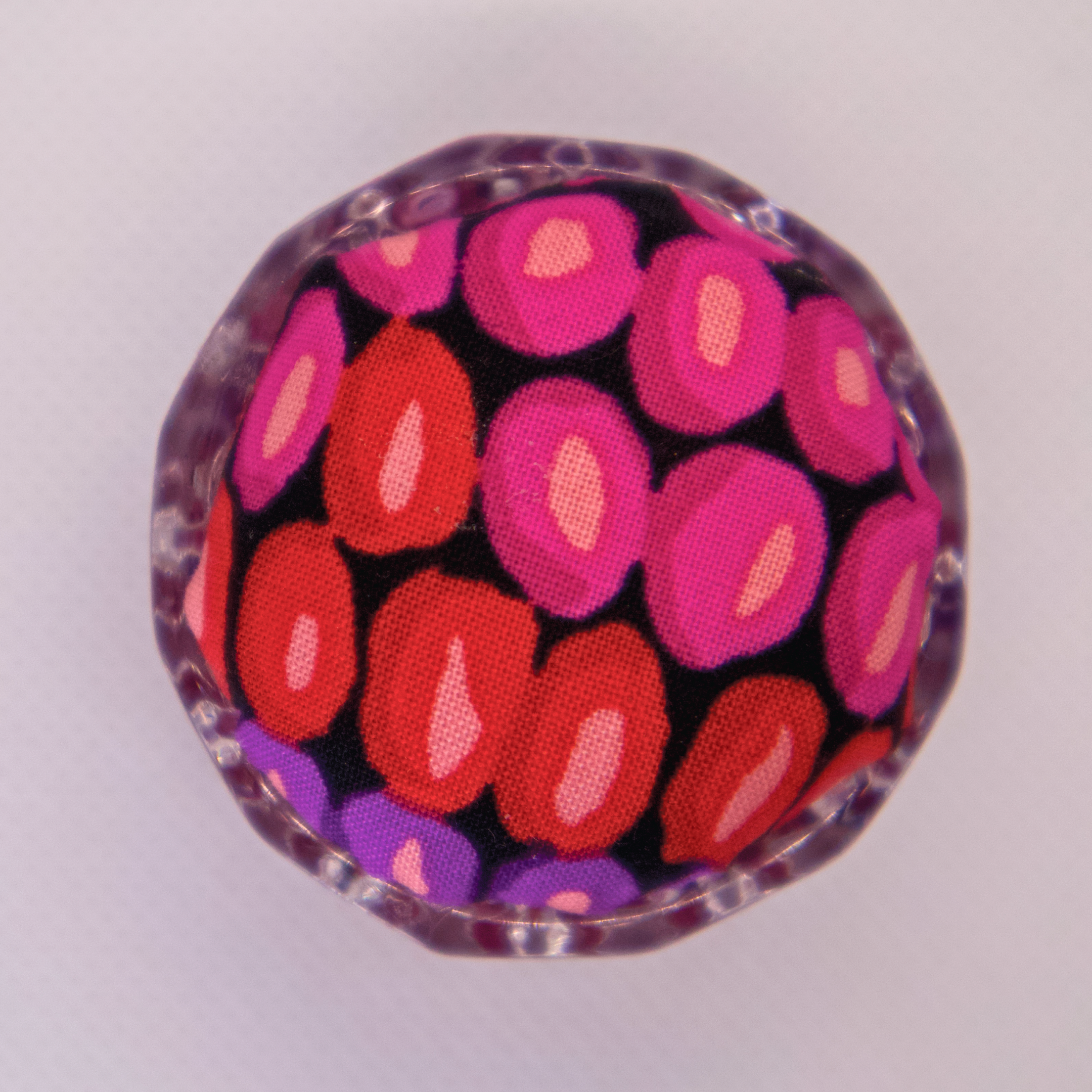 Kaffe Red/Orange/Yellow Pincushion in Clear Round