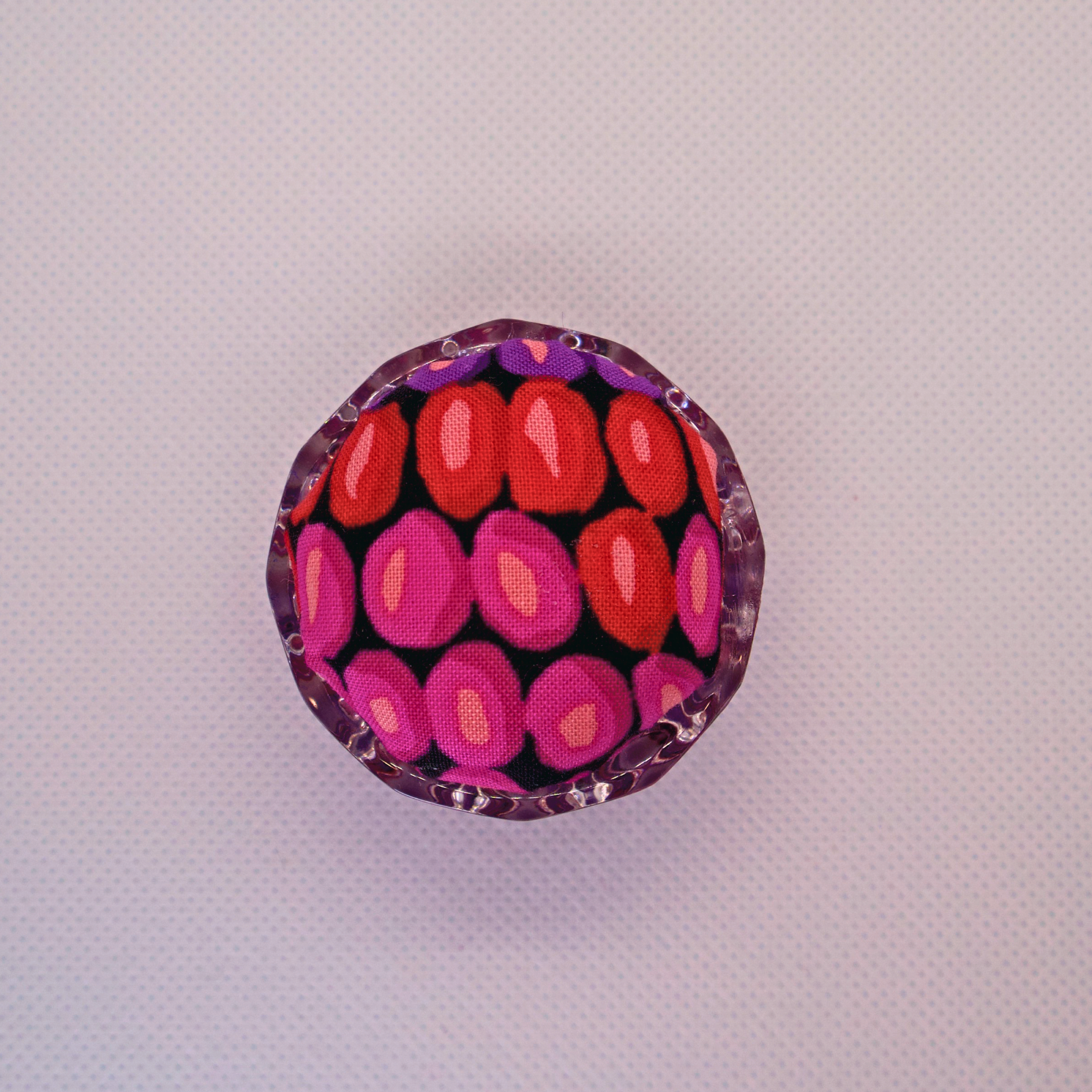 Kaffe Red/Orange/Yellow Pincushion in Clear Round