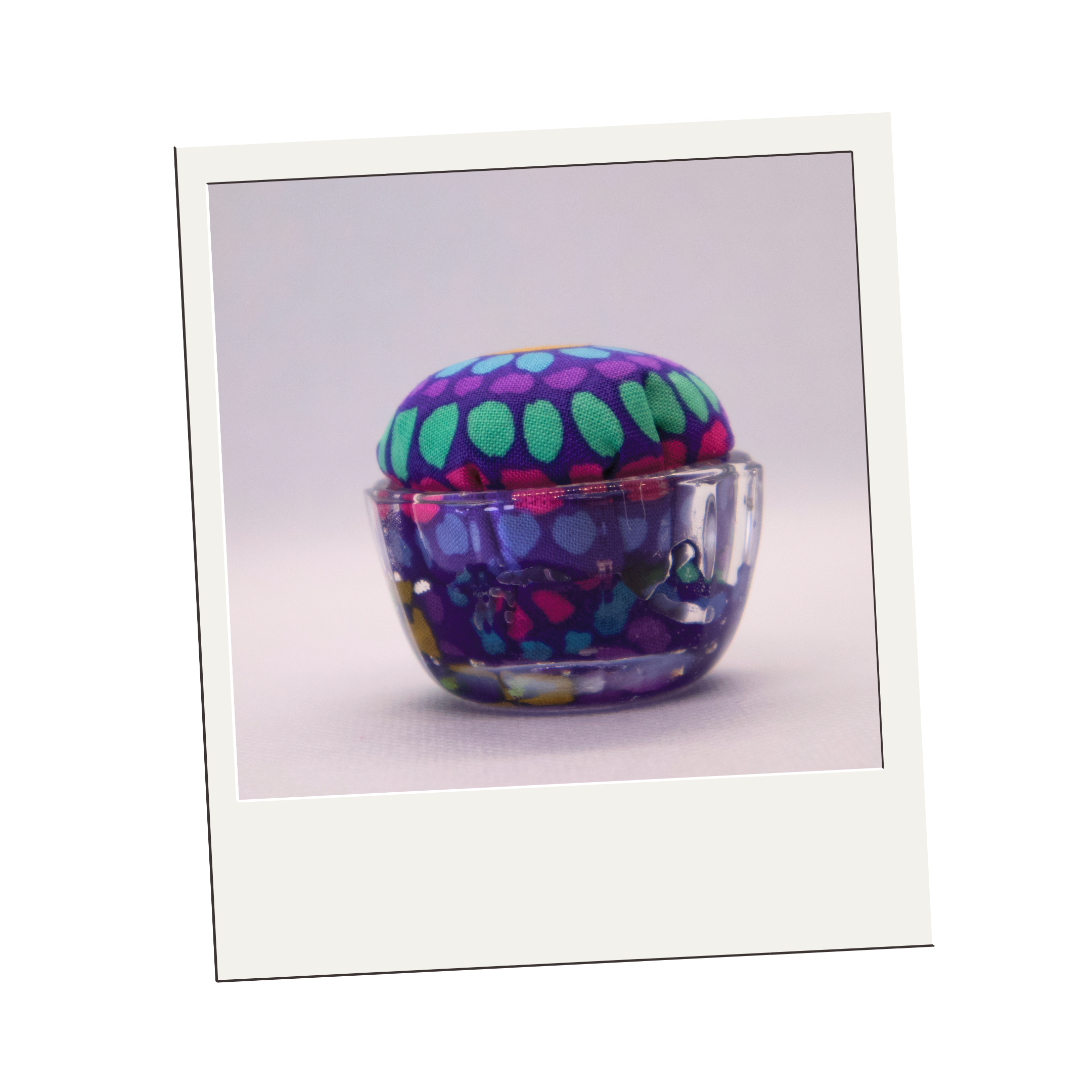 Kaffe Teal/Blue/Purple Pincushion in Clear Round