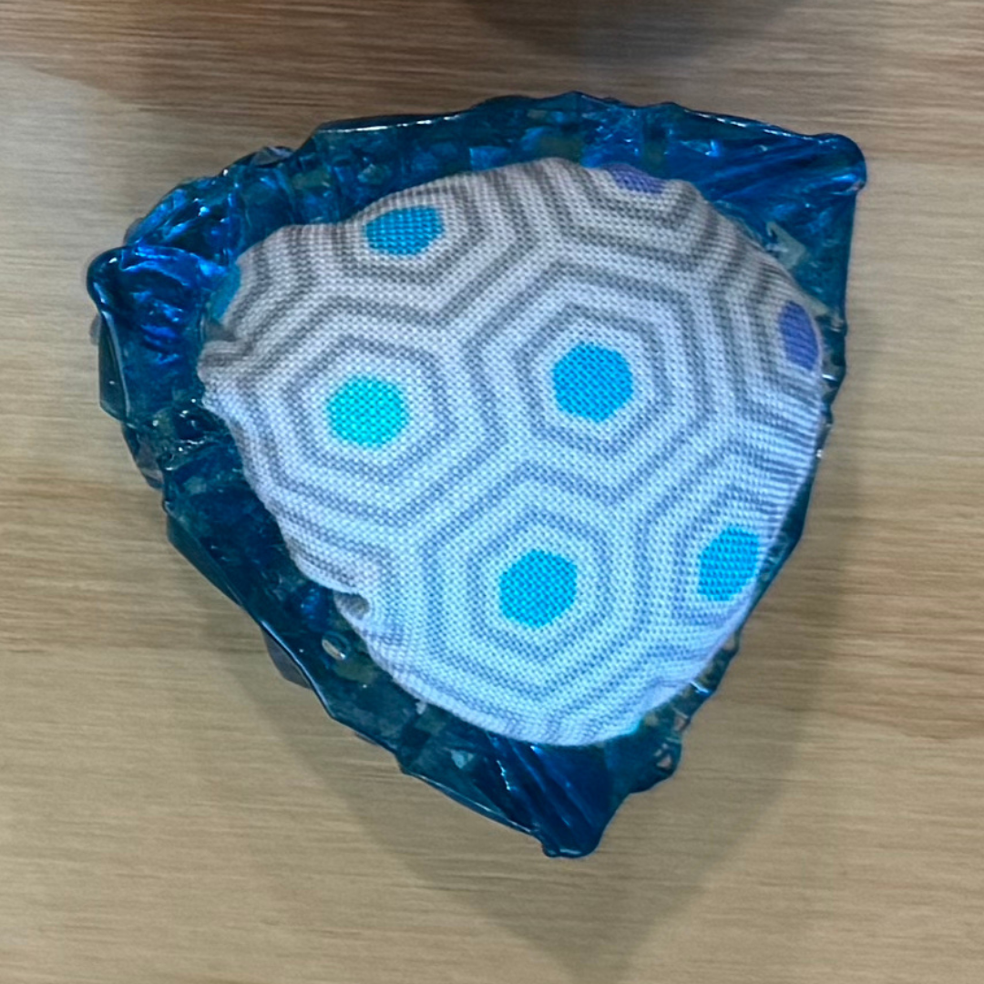 Grey Hexy Pincushion in Blue