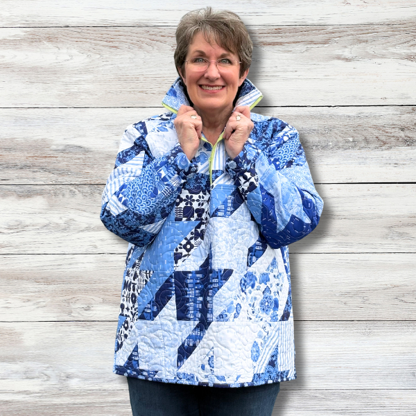 Zippin Around Town Quilted Jacket - Printed Pattern
