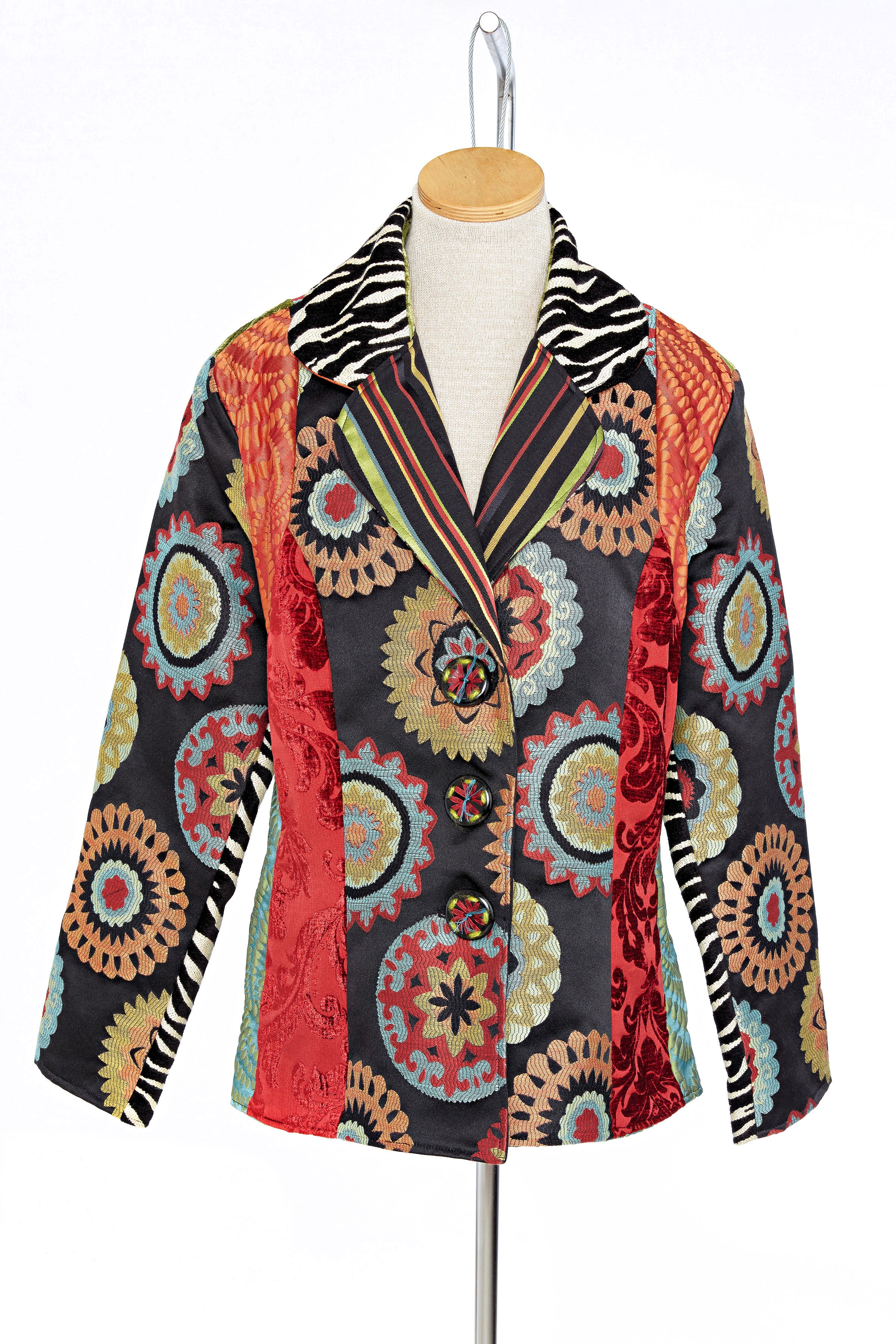 Suzani High Low Patch Jacket - Front