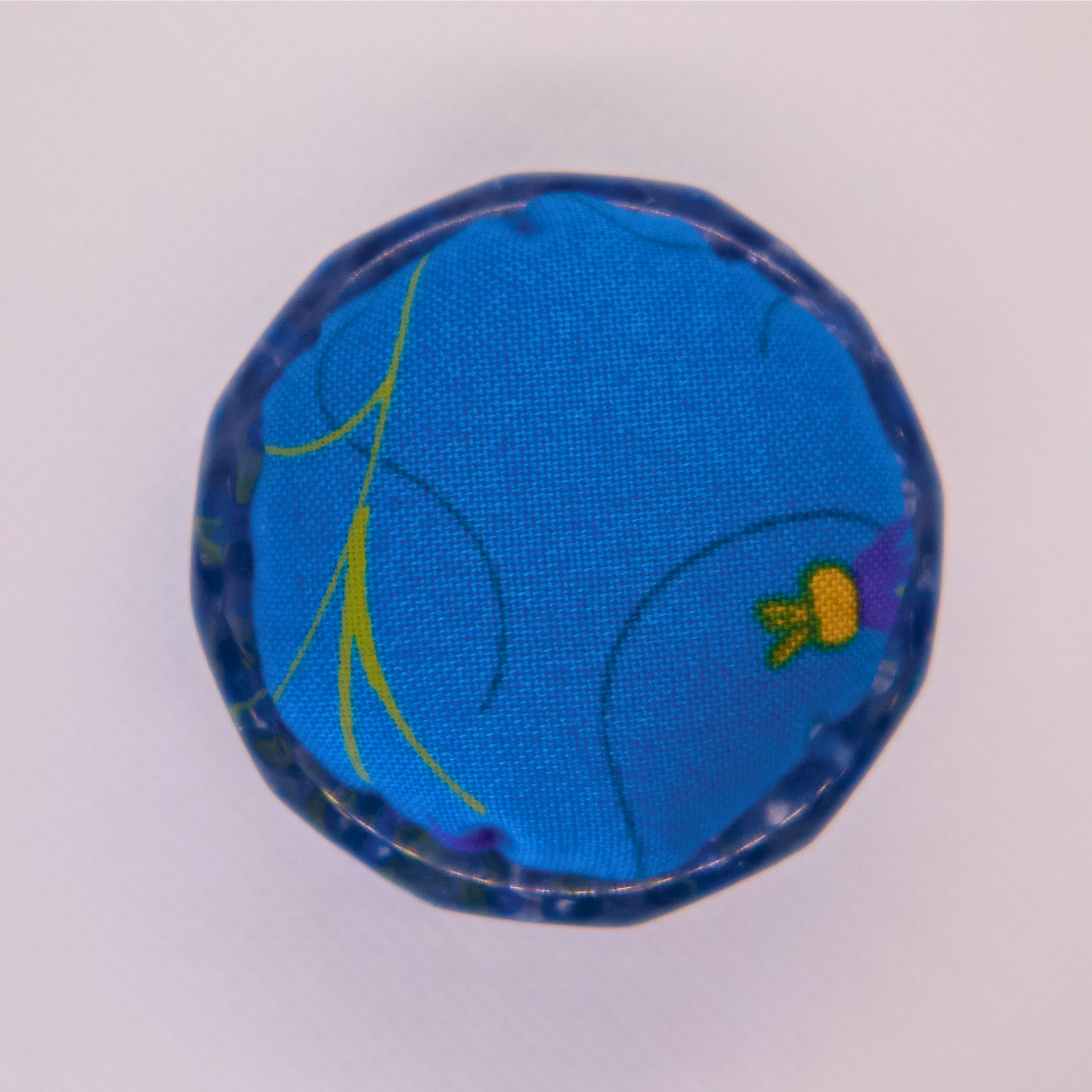 Blue Floral Pincushion in Clear Round