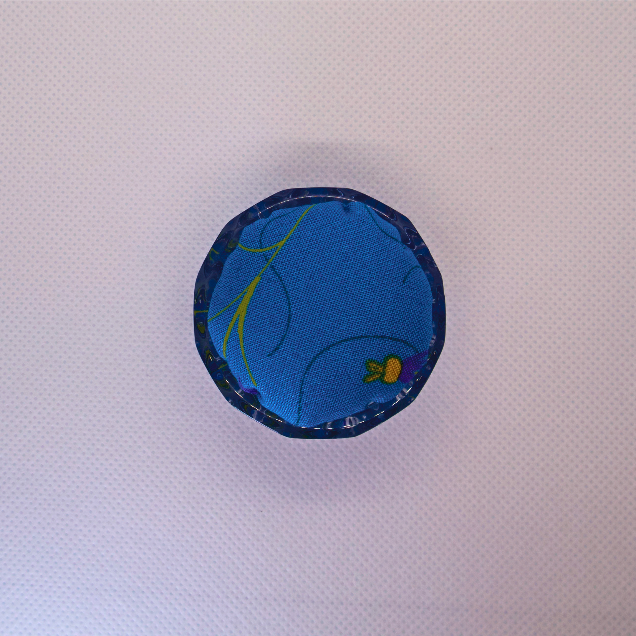 Blue Floral Pincushion in Clear Round