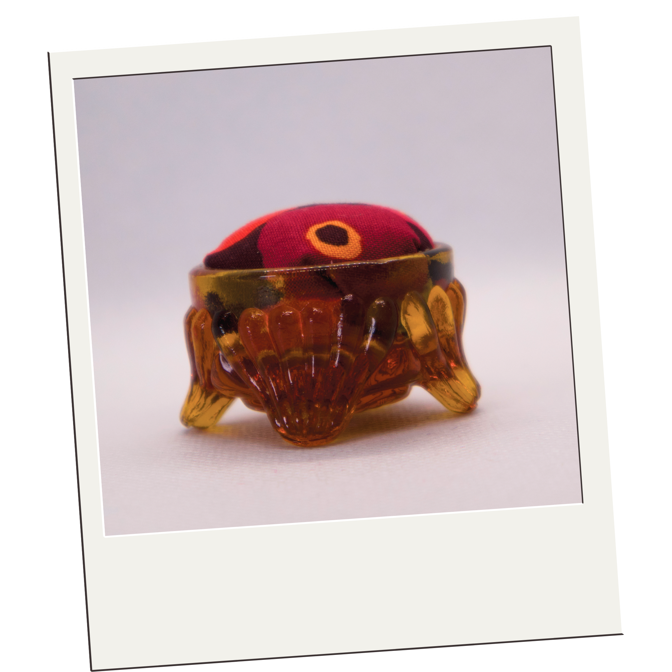 Spools Pincushion in Amber