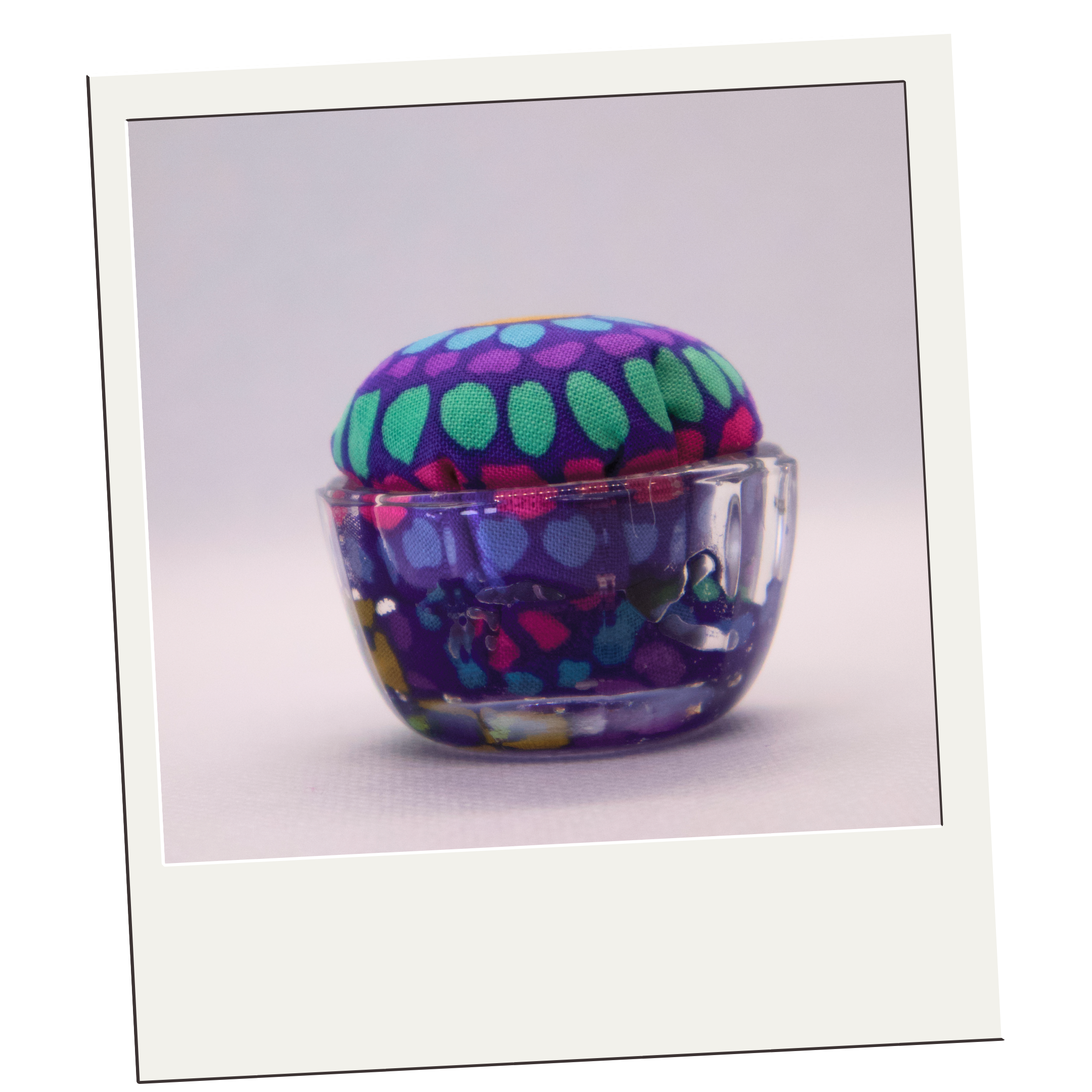 Kaffe Teal/Blue/Purple Pincushion in Clear Round