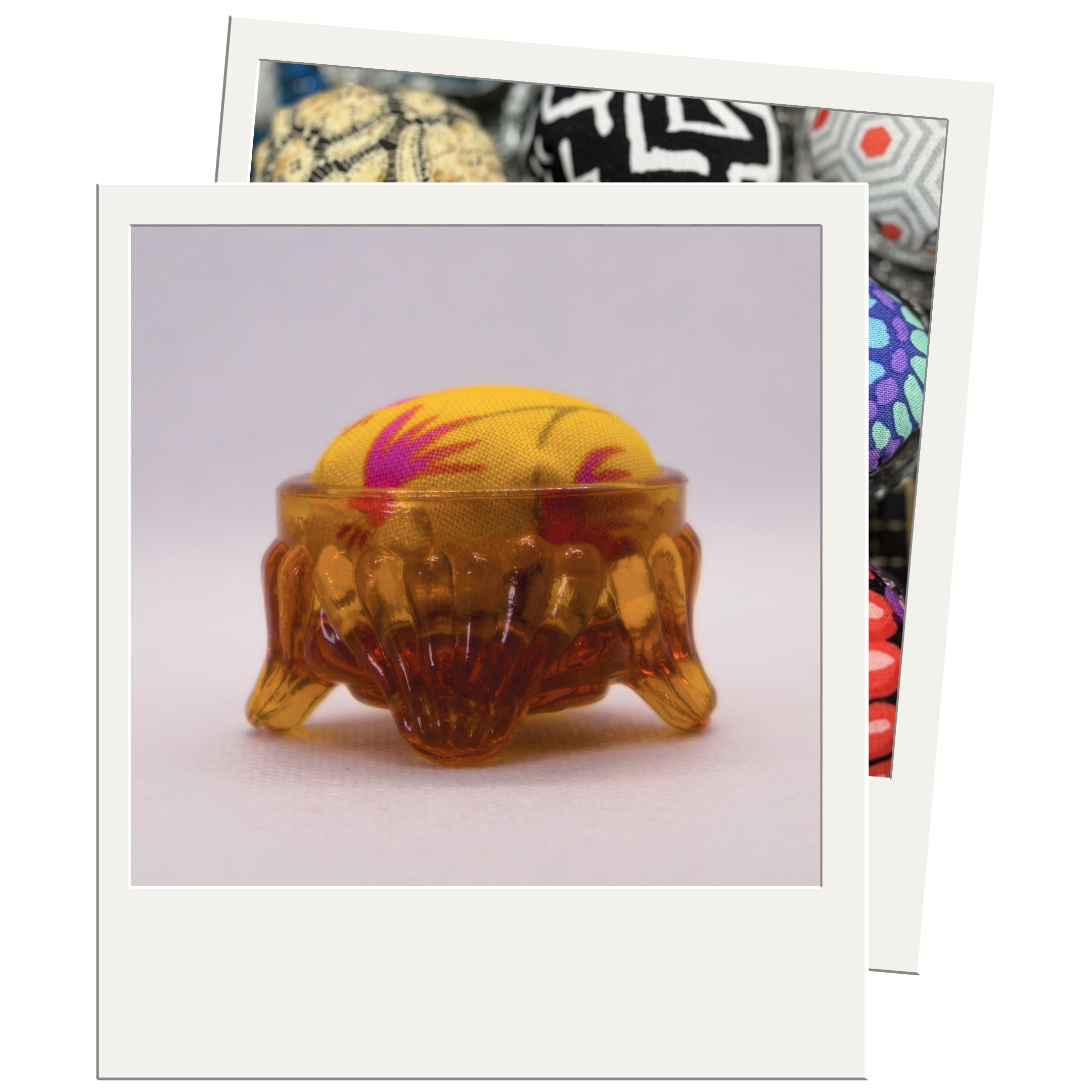 Yellow Floral Pincushion in Amber