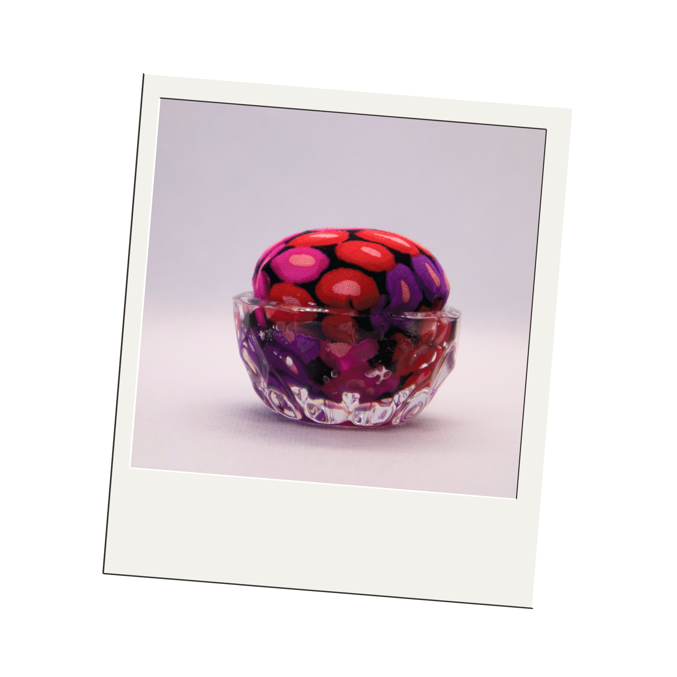 Kaffe Red/Orange/Yellow Pincushion in Clear Round
