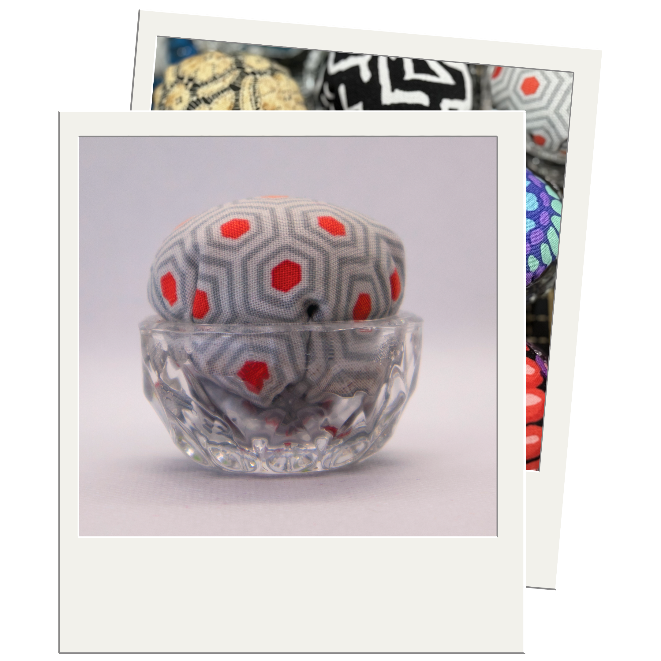Grey Hexy Pincushion in Clear Round