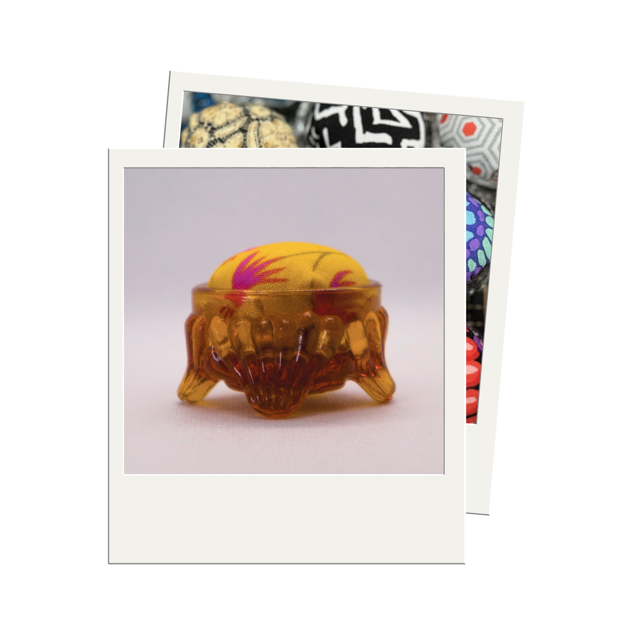 Yellow Floral Pincushion in Amber