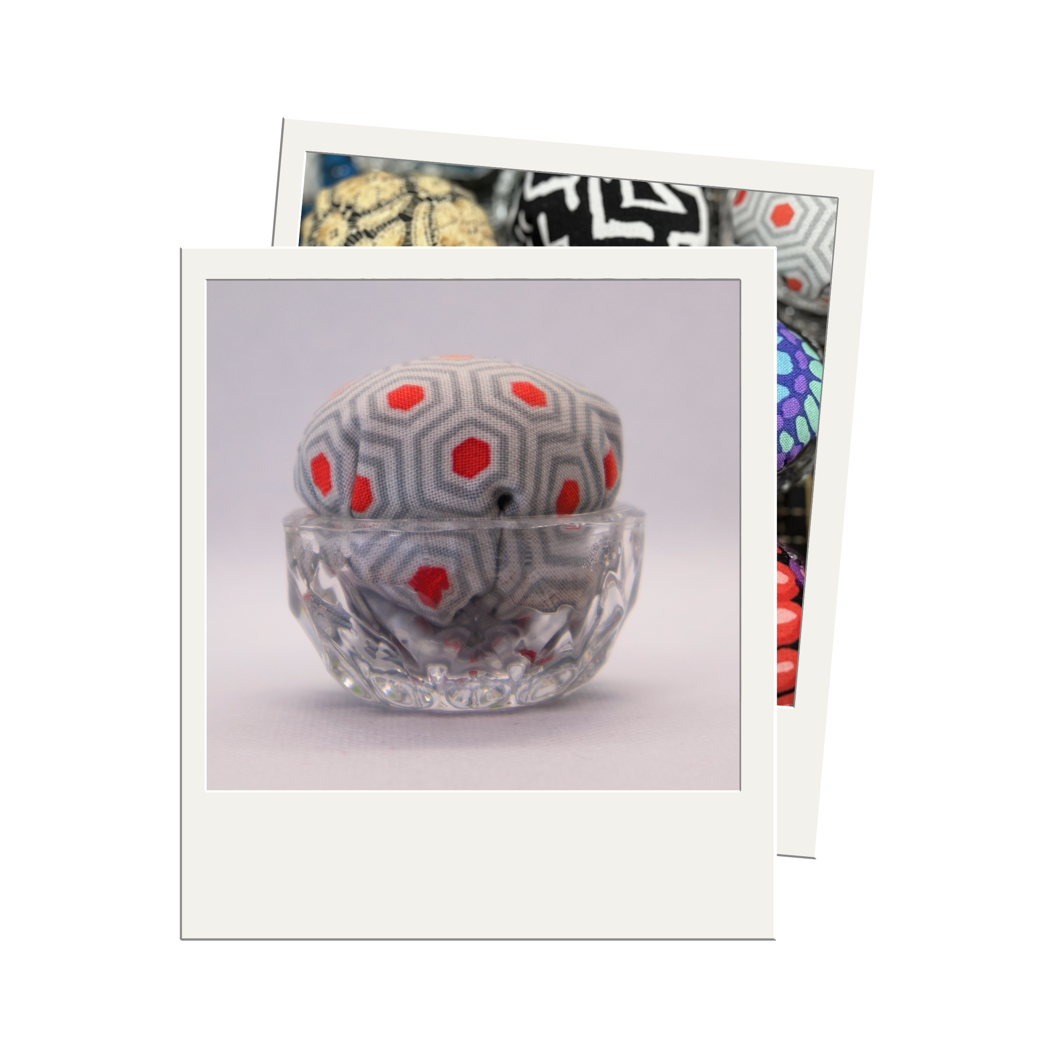 Grey Hexy Pincushion in Clear Round