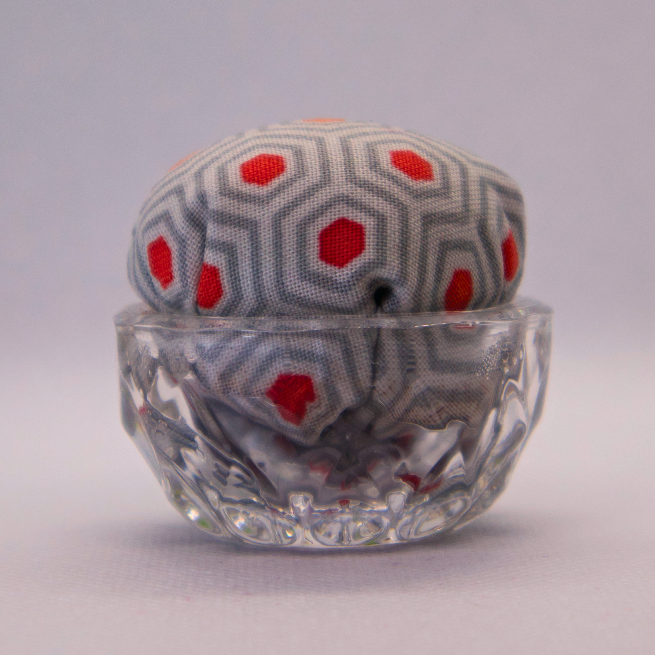 Grey Hexy Pincushion in Clear Round
