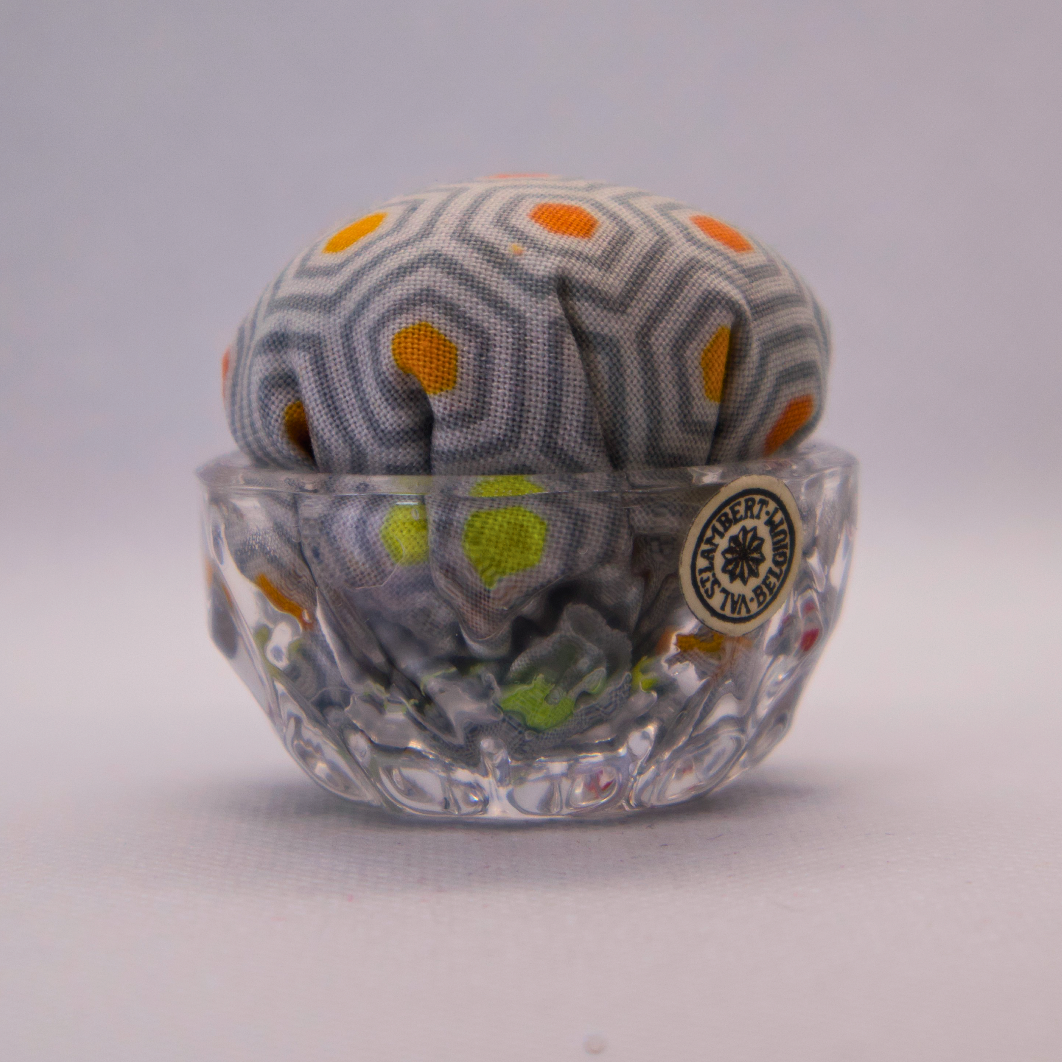 Grey Hexy Pincushion in Clear Round
