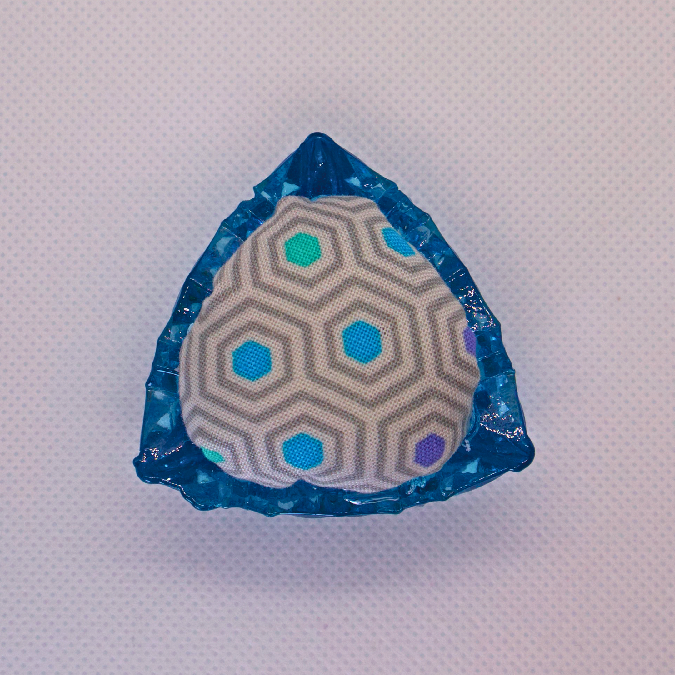 Grey Hexy Pincushion in Blue