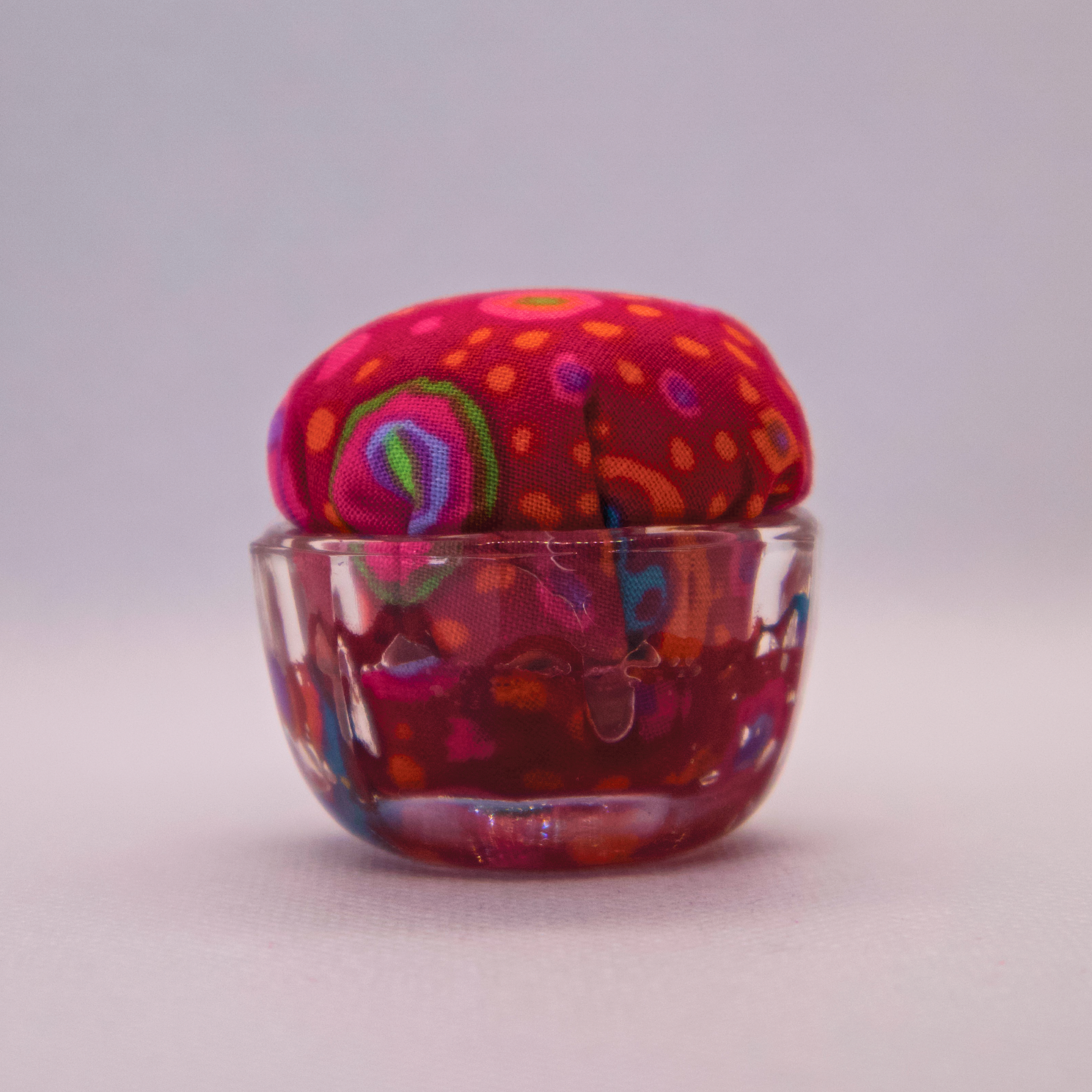 Kaffe Red Dot Pincushion in Clear Round