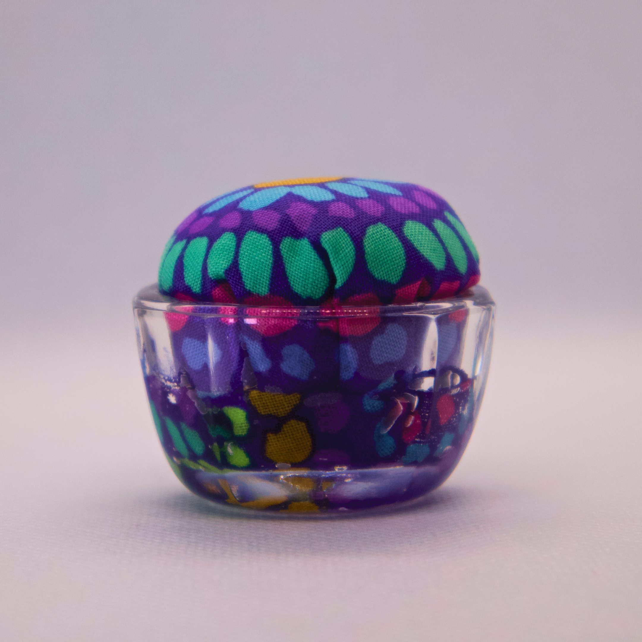 Kaffe Teal/Blue/Purple Pincushion in Clear Round