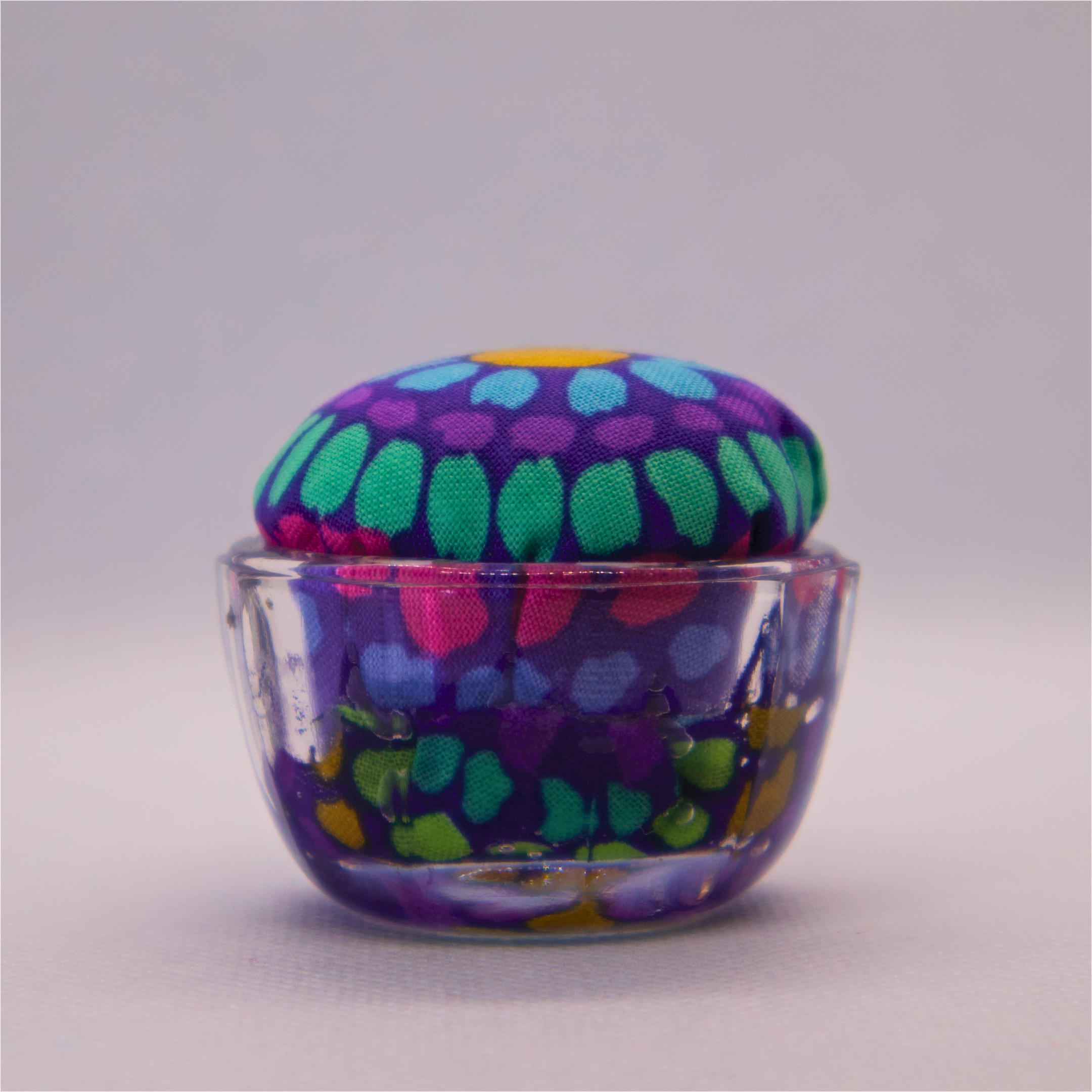 Kaffe Teal/Blue/Purple Pincushion in Clear Round