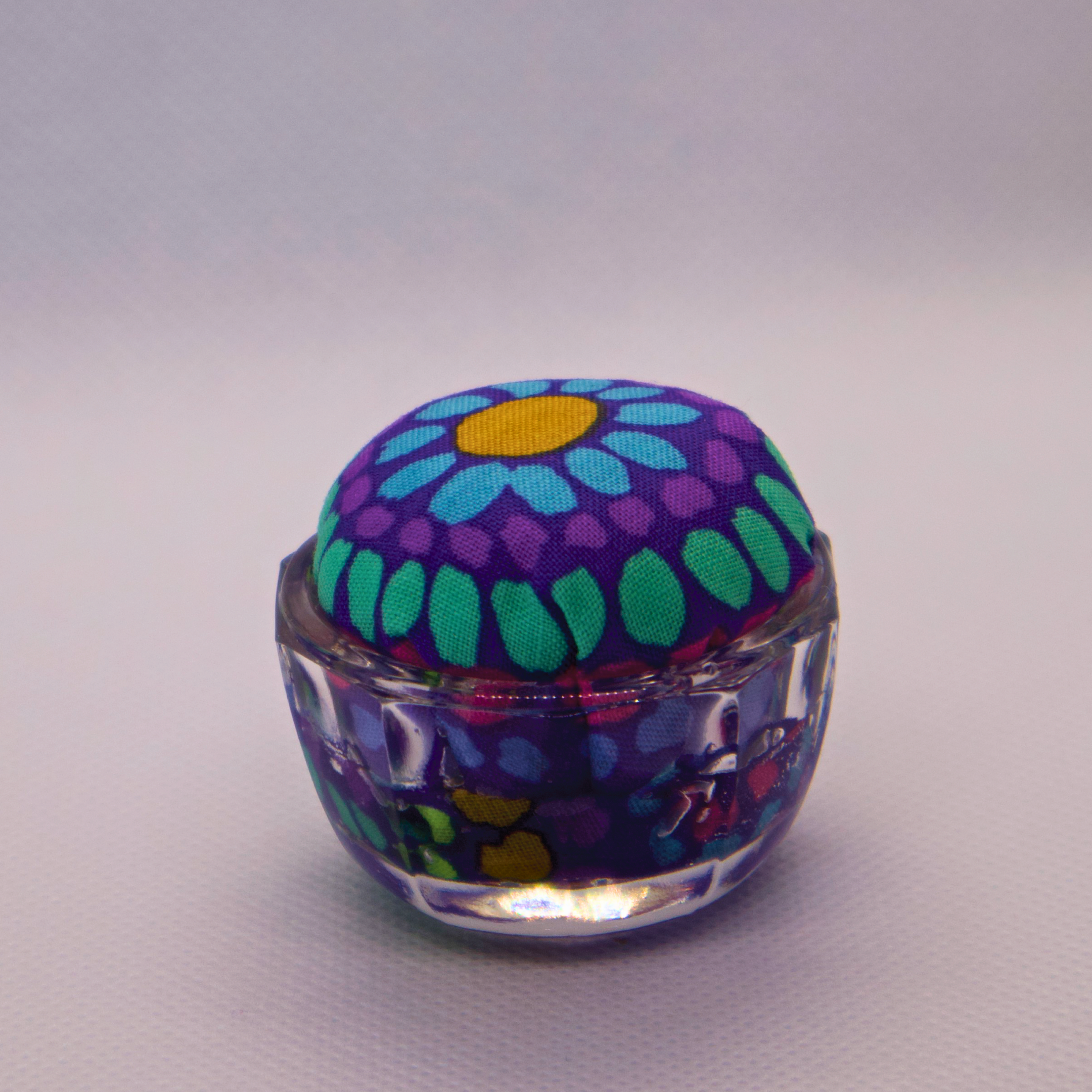 Kaffe Teal/Blue/Purple Pincushion in Clear Round