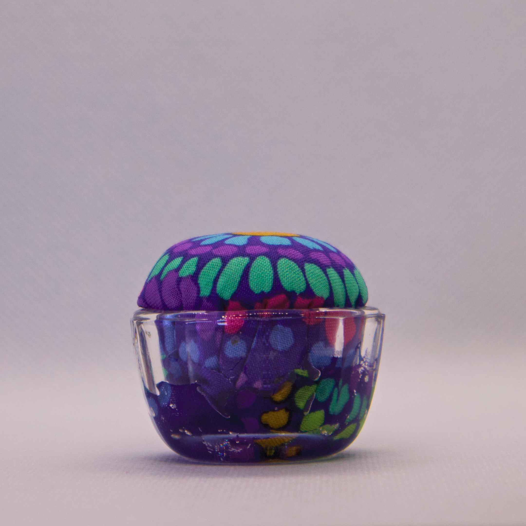 Kaffe Teal/Blue/Purple Pincushion in Clear Round