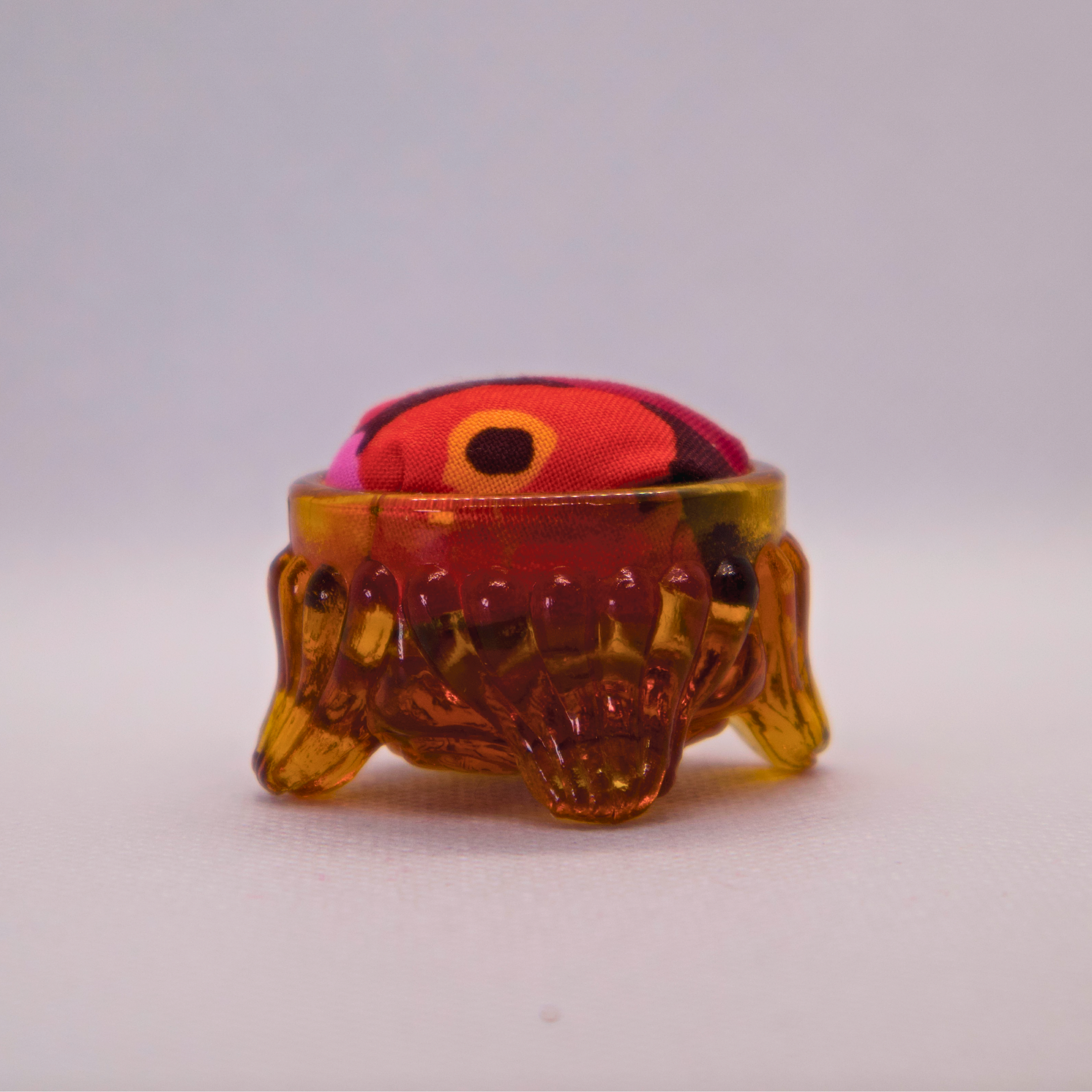 Spools Pincushion in Amber