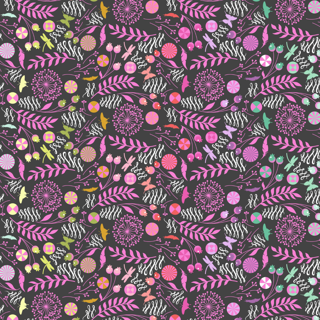 Dandelion in Licorice - Prince Charming Déjà Vu by Tula Pink - Half Yard Fabric {Preorder}
