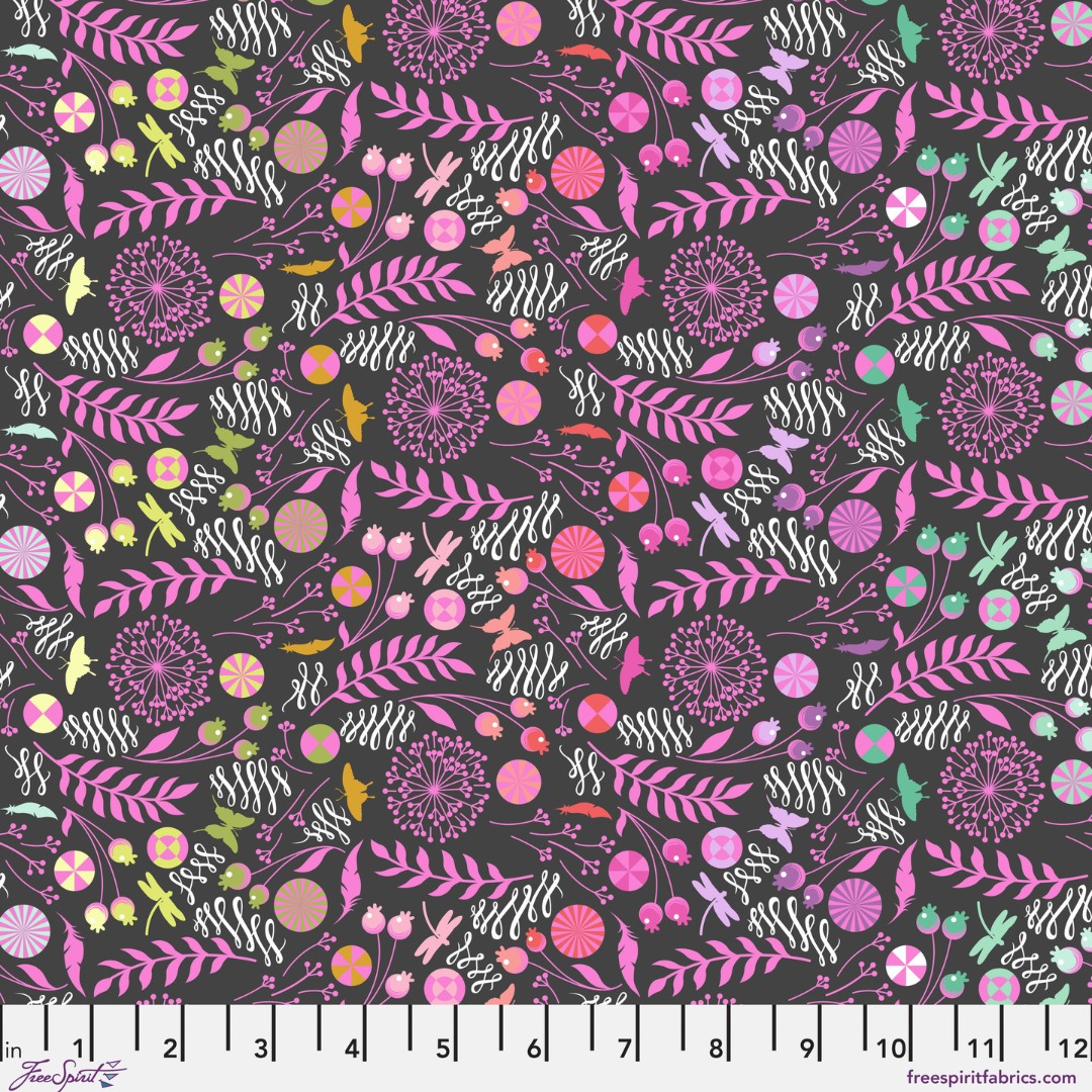Dandelion in Licorice - Prince Charming Déjà Vu by Tula Pink - Half Yard Fabric {Preorder}