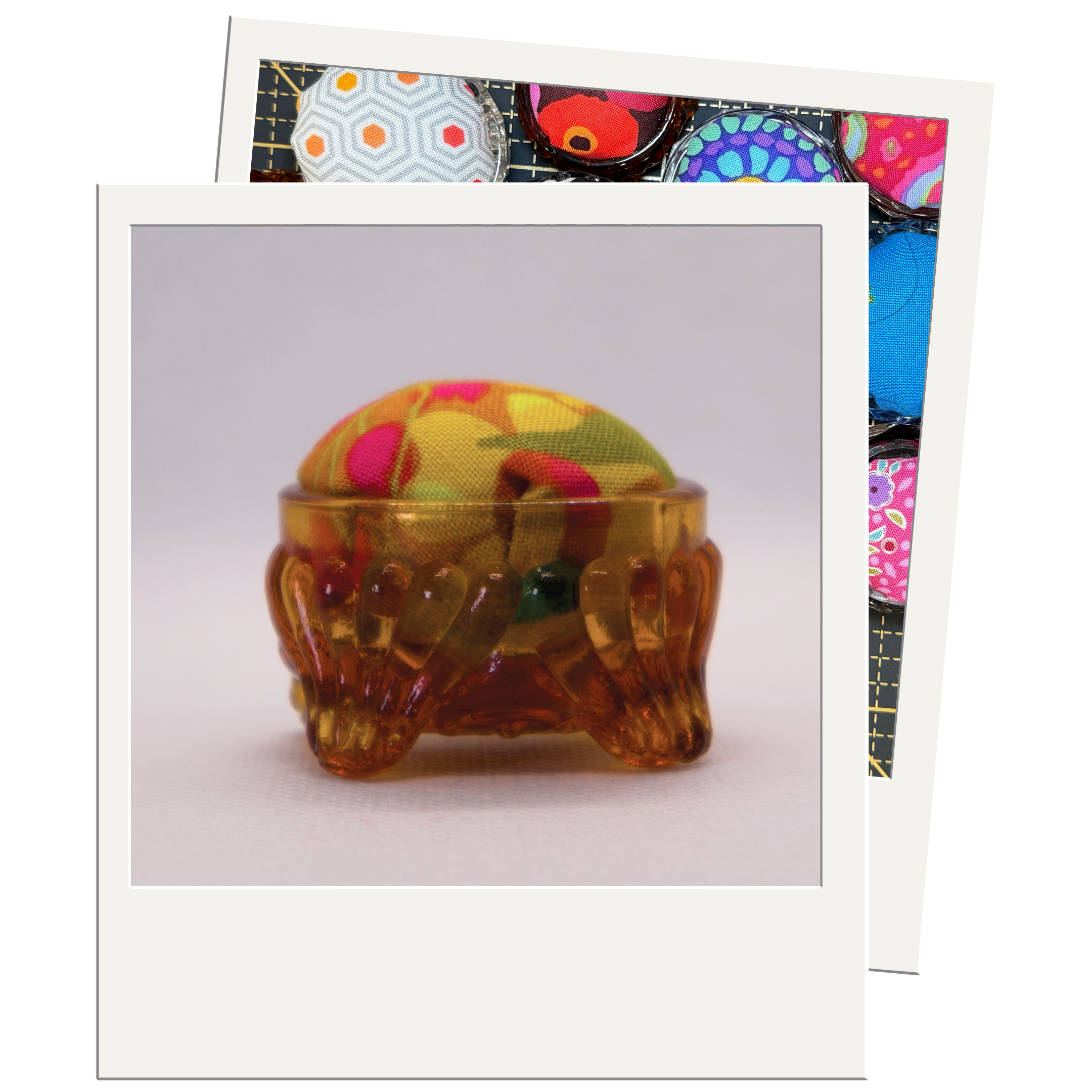 Mustard Floral Pincushion in Amber