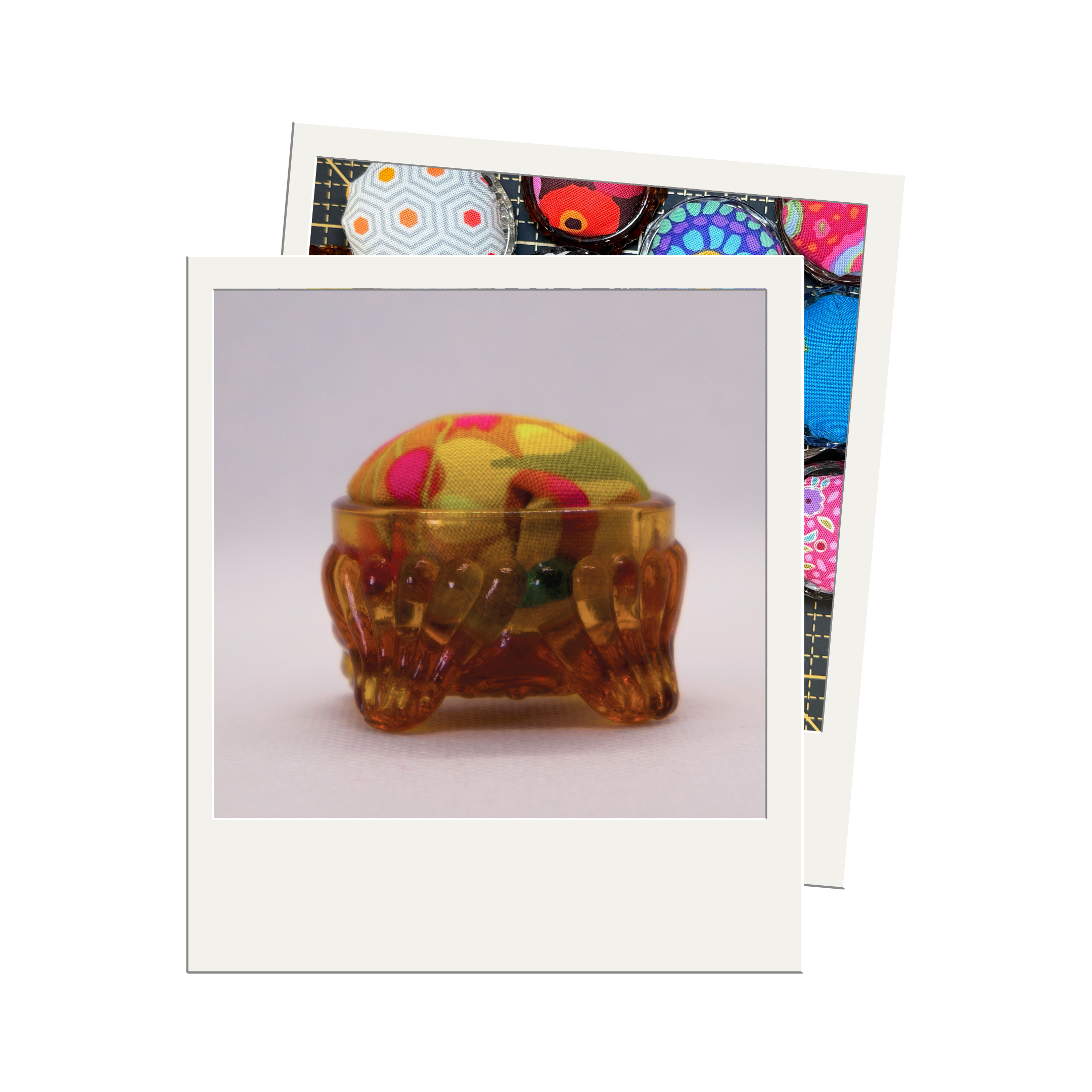 Mustard Floral Pincushion in Amber