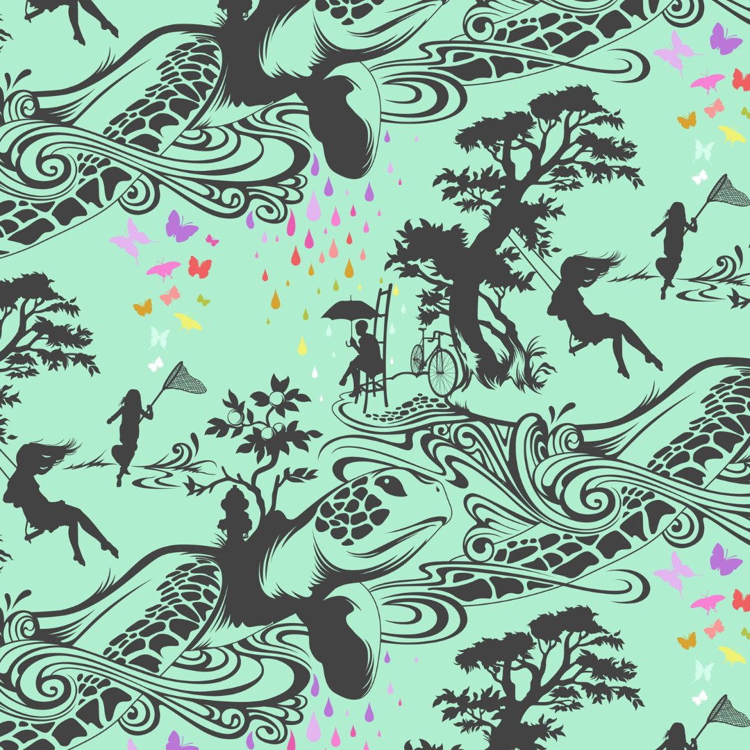 Turtle Bay in Sweetmint - Prince Charming Déjà Vu by Tula Pink - Half Yard Fabric {Preorder}