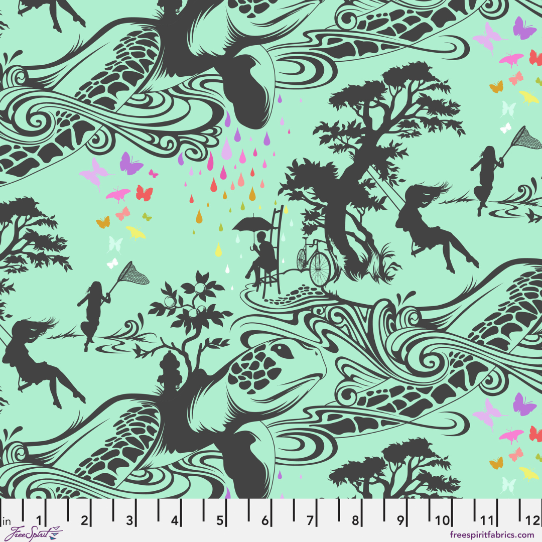 Turtle Bay in Sweetmint - Prince Charming Déjà Vu by Tula Pink - Half Yard Fabric {Preorder}
