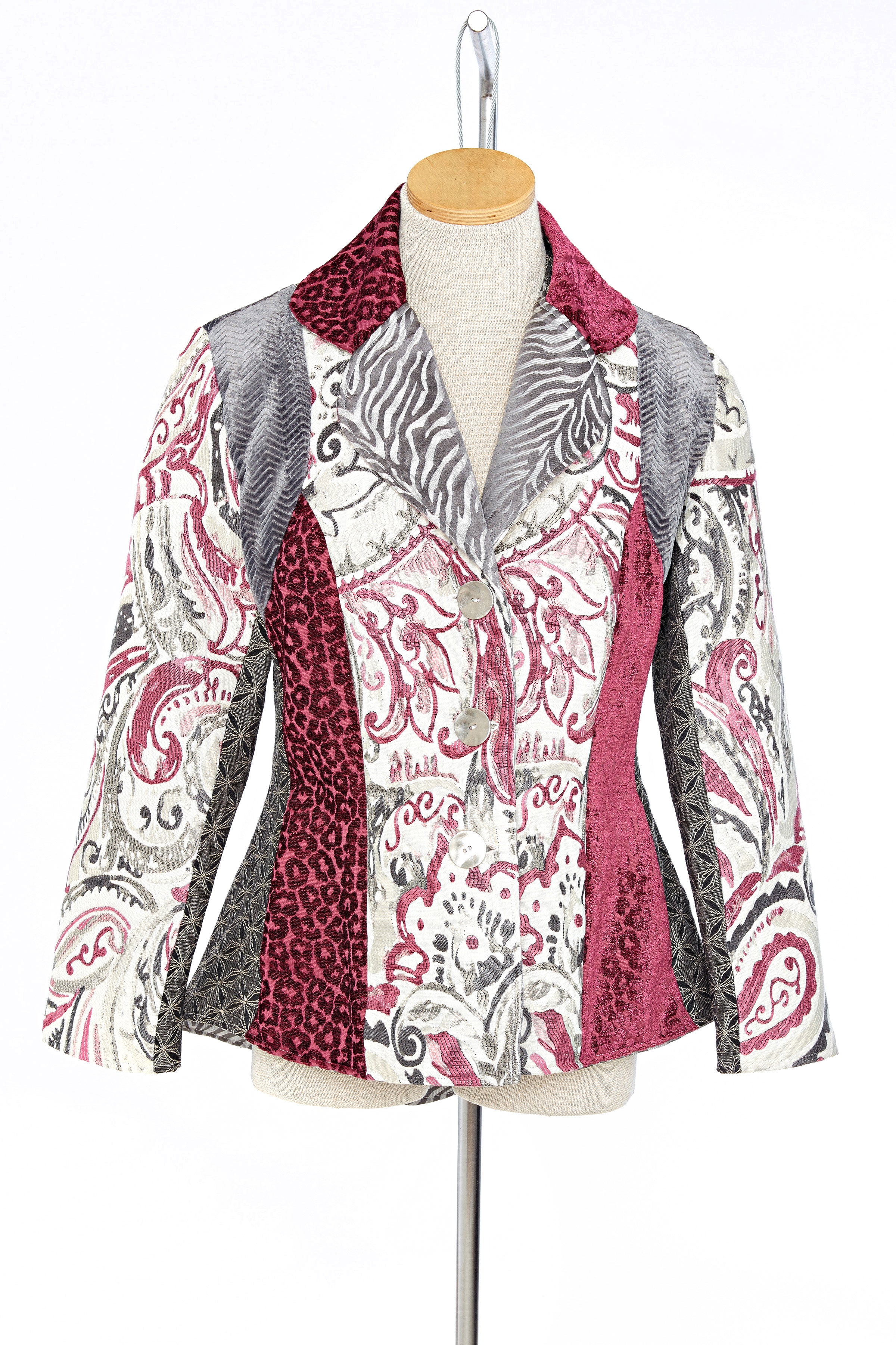 Pink and Grey High Low Jacket - Front