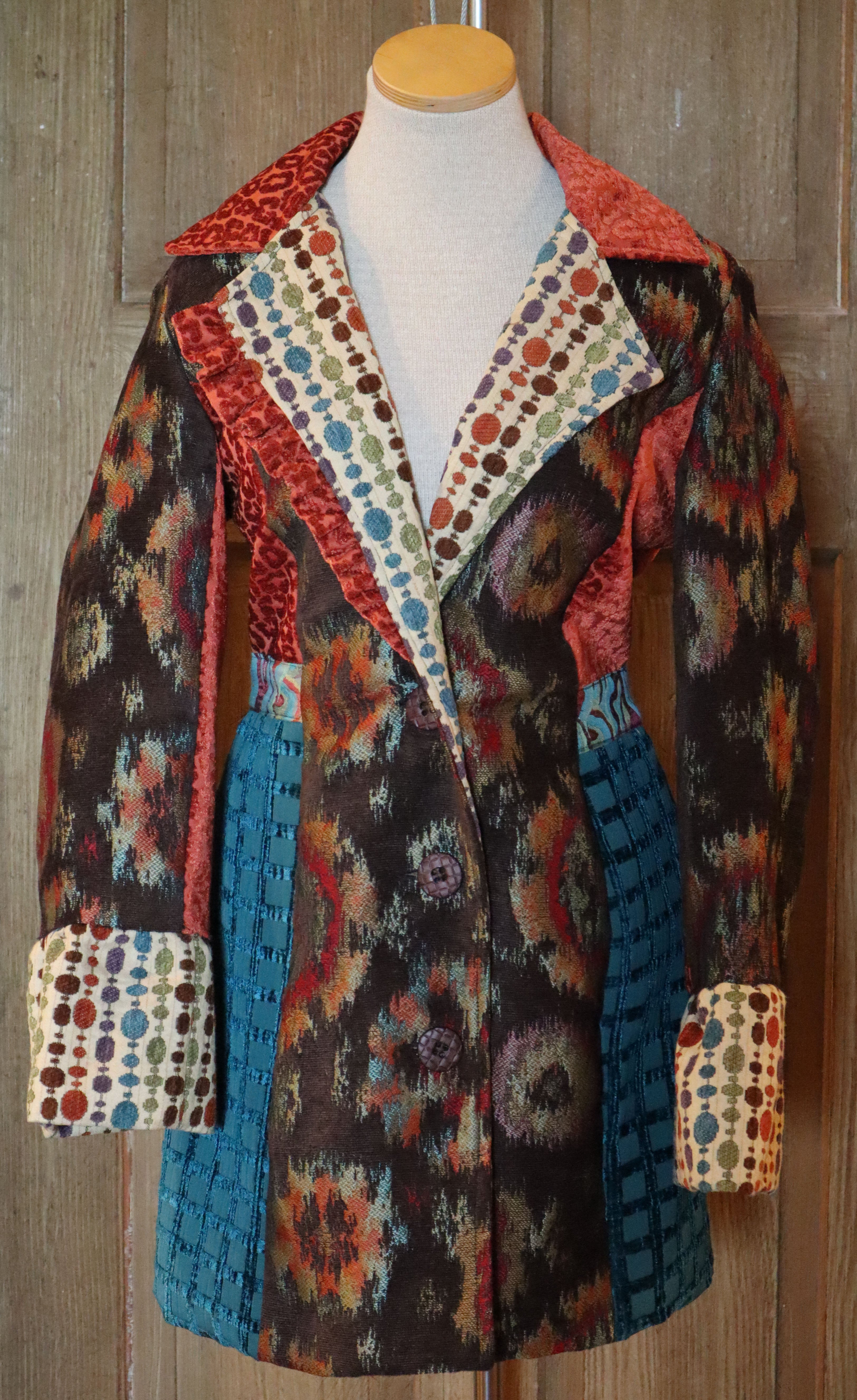 Rust and Teal Long Jacket - Front